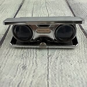 Vtg Opera Glasses Collapsible Binoculars Coated Lens 2.5X Japan black travellers
